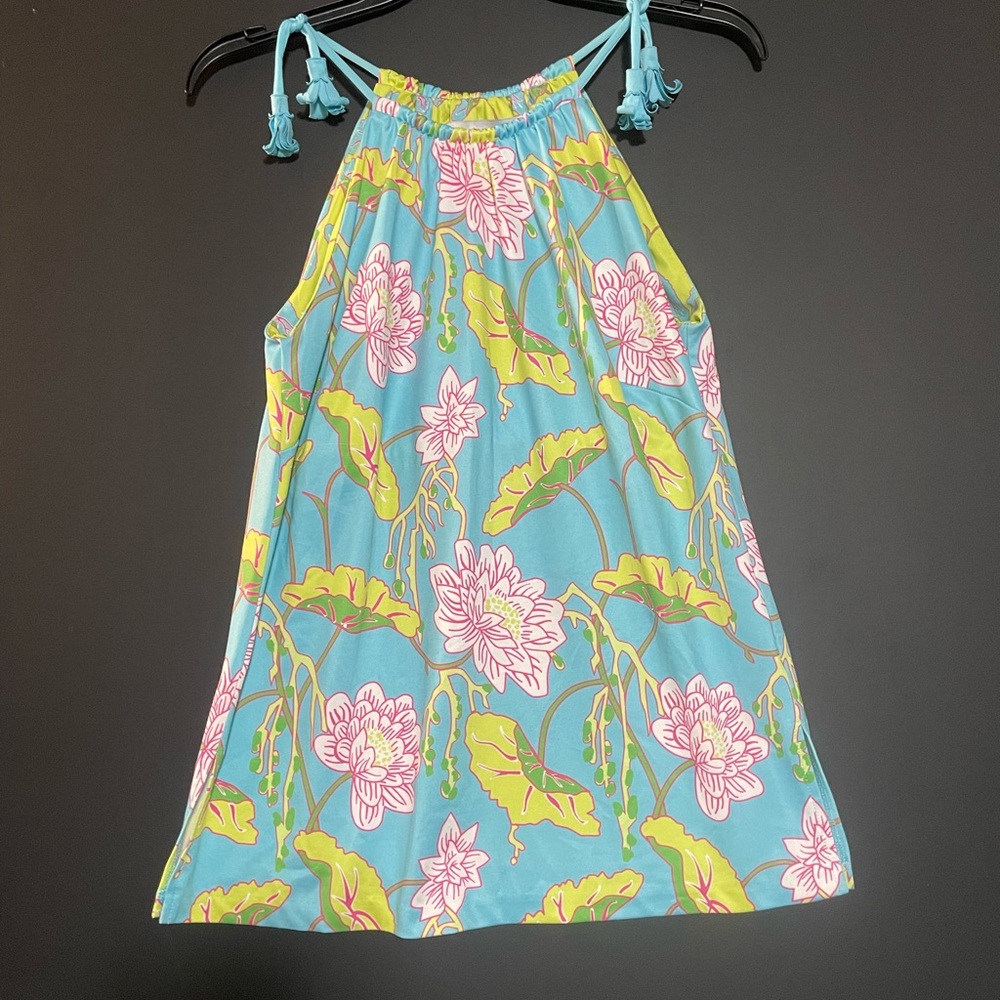 Gretchen Scott Designs Blue and Pink Floral Tank Top